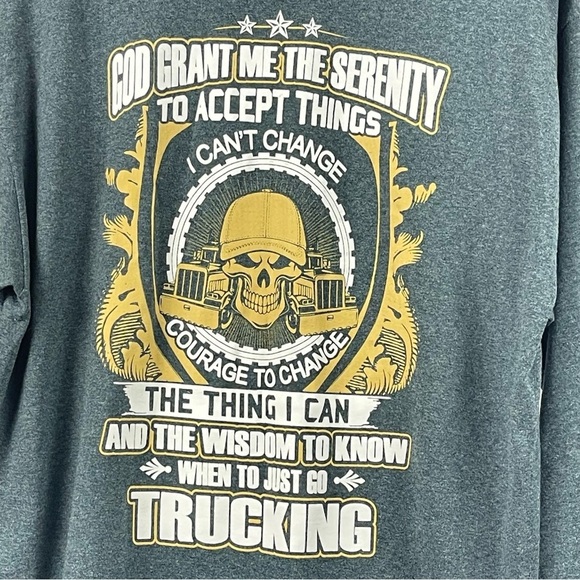 Gildan Large Truck Driver Trucking Trucker Graphic Long Sleeve Shirt Skull - Picture 3 of 7